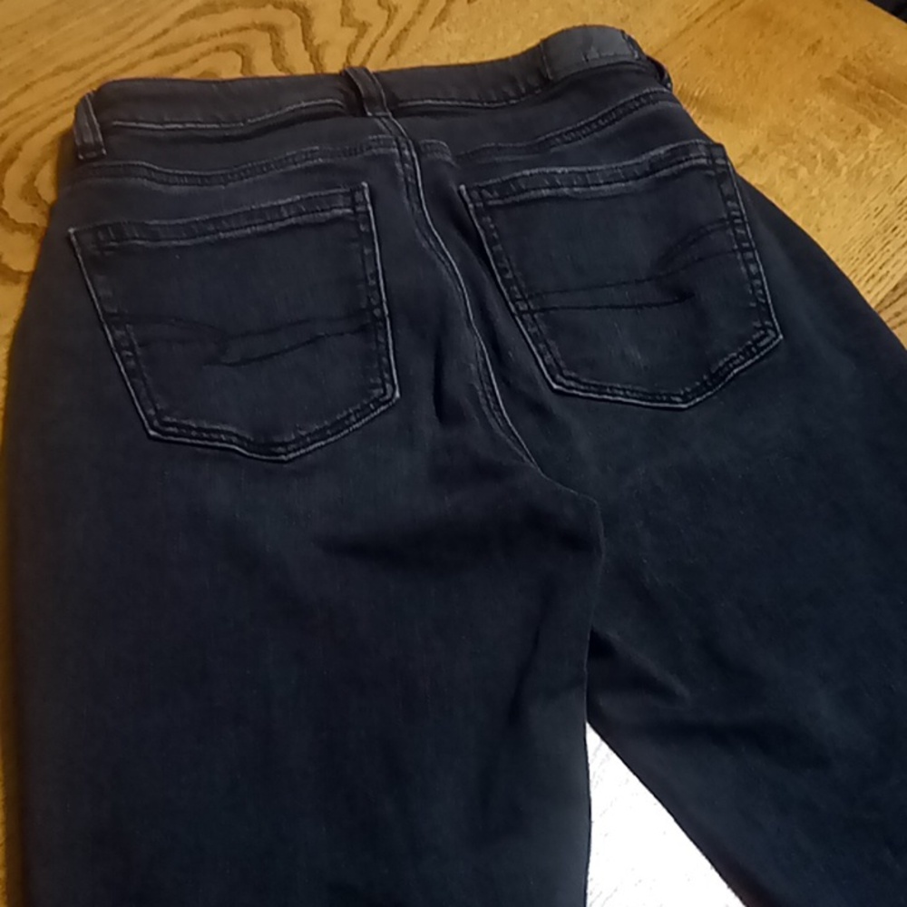 AMERICAN EAGLE Jeans 0 SHORT Womens MOM Denim FADED BLACK Preowned Distressed - Picture 9 of 9